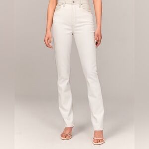 ABERCROMBIE SLIM STRAIGHT ULTRA HIGH RISE TAN HALF LEATHER NWOT